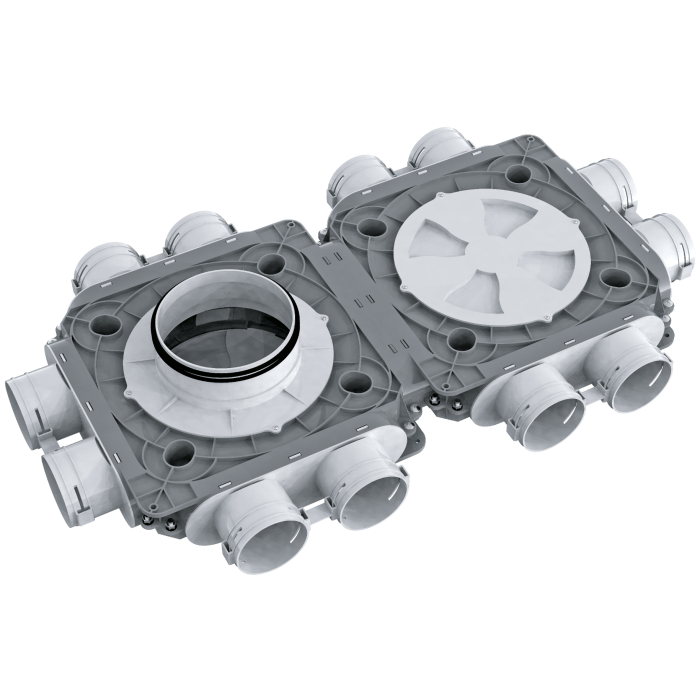 BlauFast 90mm Plastic Radial Duct Manifold Box 200mm Connection 12 Port